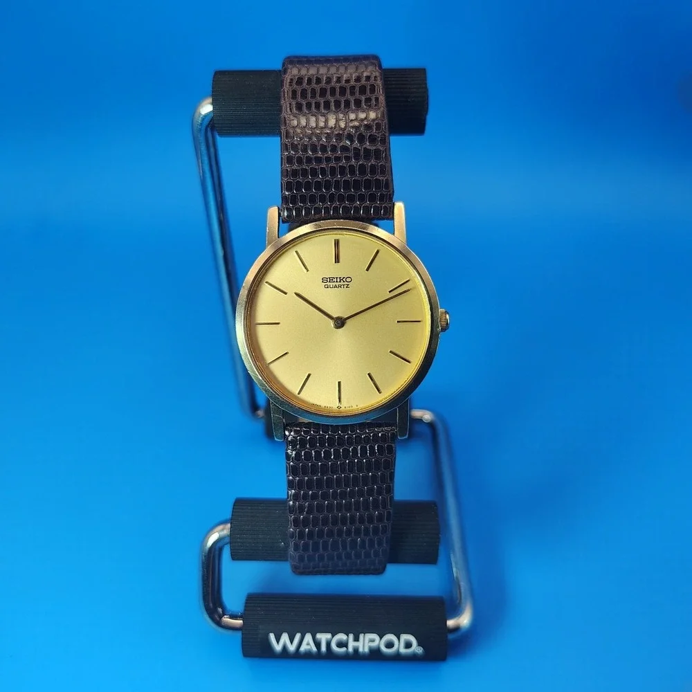 Vintage‎ 1981 Seiko Japan 30mm Mens Quartz Dress Watch Lizard Strap Full Restore